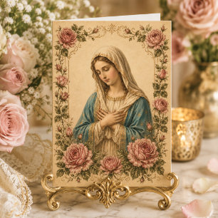 Vintage-Rosen-Gebet der seligen Mutter Katholisch Karte