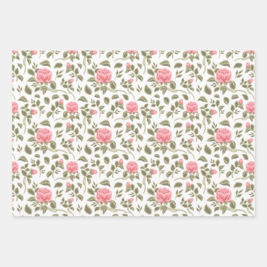 Vintage Rosen Geschenkpapier Set (Vorderseite 2)