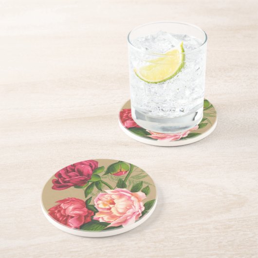 Vintage Rosen Getränkeuntersetzer (Seite)