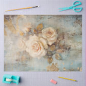 Vintage Rosen Goldschrift Barockschmuck Seidenpapier (Basteln)