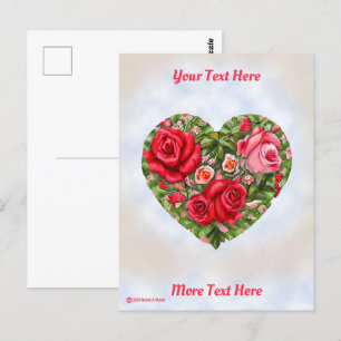 Vintage-Rosen-Herz  Postkarte