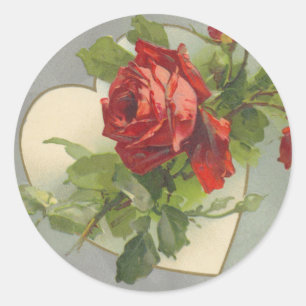 Vintage-Rosen-Hochzeit Runder Aufkleber