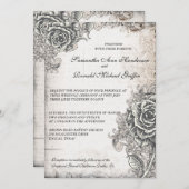 Vintage Rosen-Hochzeits-Einladung Einladung (Vorne/Hinten)