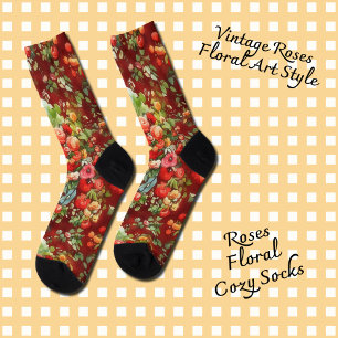 Vintage-Rosen im floralen Kunststil Socken