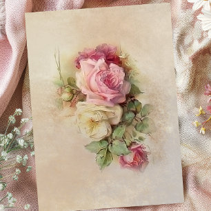 Vintage Rosen im handbemalten Stil Seidenpapier