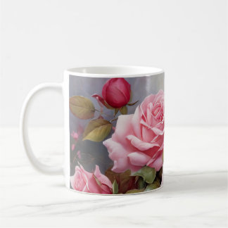 Vintage-Rosen in Rosa Kaffeetasse