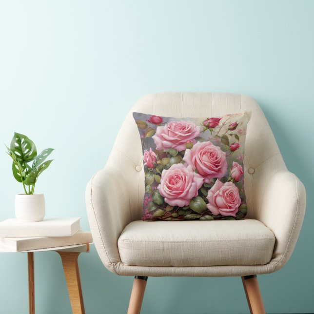 Vintage-Rosen in Rosa Kissen (Stuhl )