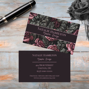 Vintage Rosen in Schwarz und Mauve Visitenkarte