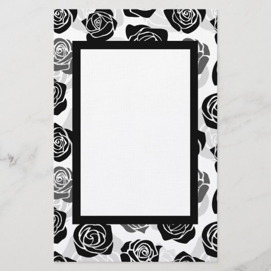 Vintage Rosen in Schwarzweiß Briefpapier (Vorderseite)