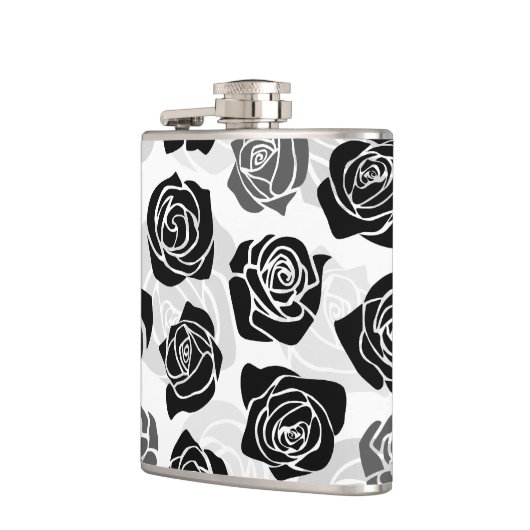 Vintage Rosen in Schwarzweiß Flachmann (Links)