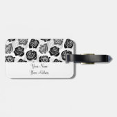 Vintage Rosen in Schwarzweiß Gepäckanhänger (Rückseite horizontal)