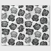 Vintage Rosen in Schwarzweiß Geschenkpapier (Flach)