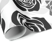 Vintage Rosen in Schwarzweiß Geschenkpapier (Rolleneckpunkt)