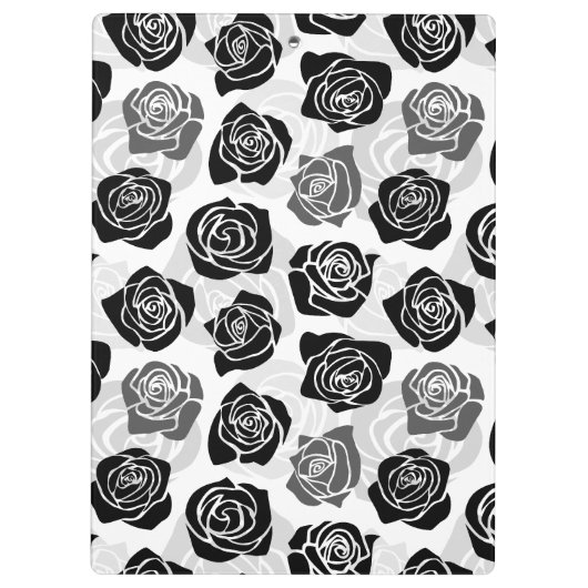 Vintage Rosen in Schwarzweiß Klemmbrett (Rückseite)