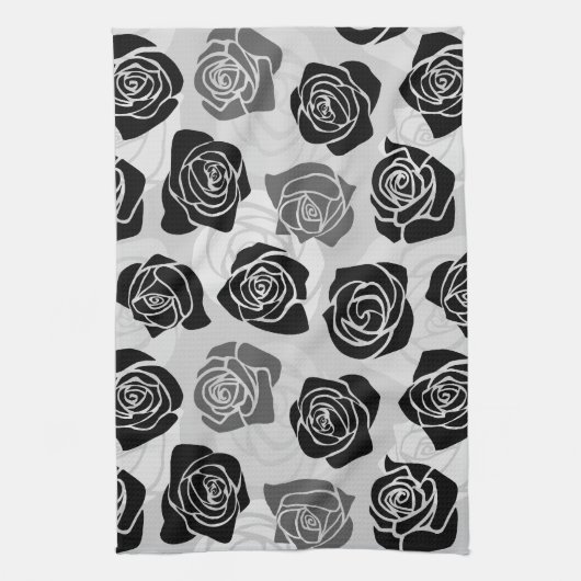 Vintage Rosen in Schwarzweiß Küchentuch (Vertikal)