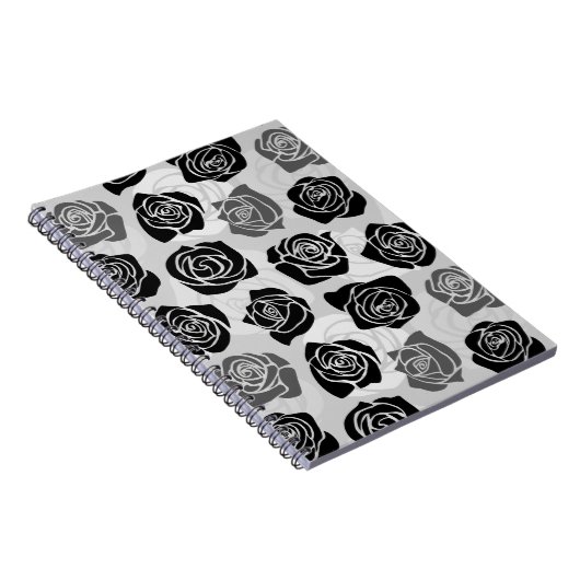 Vintage Rosen in Schwarzweiß Notizblock (Rechte Seite)