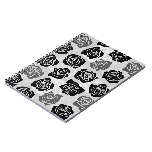 Vintage Rosen in Schwarzweiß Notizblock (Linke Seite)