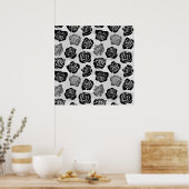 Vintage Rosen in Schwarzweiß Poster (Küche)