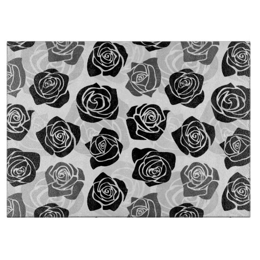 Vintage Rosen in Schwarzweiß Schneidebrett (Vorderseite)