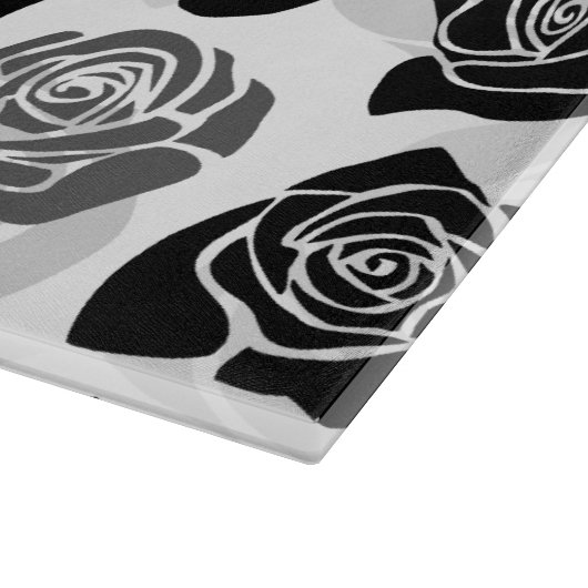 Vintage Rosen in Schwarzweiß Schneidebrett (Ecke)