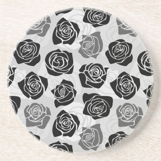 Vintage Rosen in Schwarzweiß Untersetzer (Vorne)