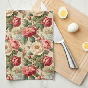 Vintage-Rosen-Junk-Journal-Seite Geschirrtuch