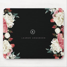 Vintage Rosen-kundenspezifisches Monogramm Mousepad