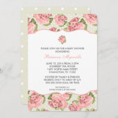 Vintage Rosen-Mädchen-Baby-Dusche laden ein Einladung (Vorne/Hinten)