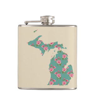 Vintage-Rosen   Michigan State Silhouette Flachmann