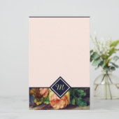 Vintage-Rosen Monogramm Briefpapier (Stehend Vorderseite)