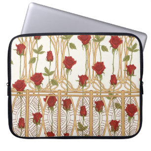 Vintage-Rosen nahtloses Muster, Hintergrund in der Laptopschutzhülle