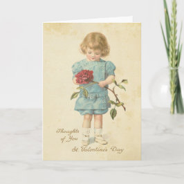 Vintage Rosen-niedliches kleines Mädchen des Feiertagskarte