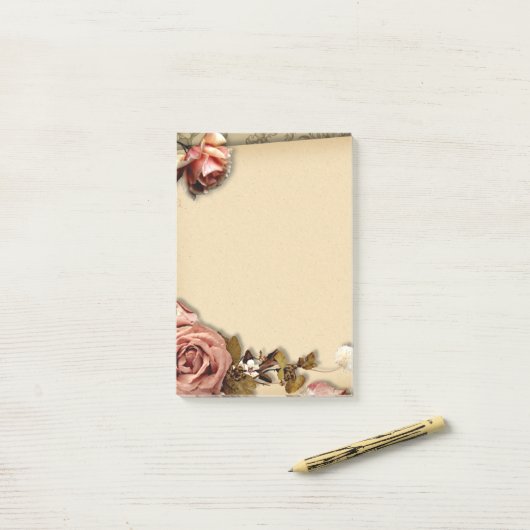 Vintage Rosen Post-it Klebezettel (Auf Schreibtisch)