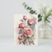 Vintage Rosen Postkarte (Stehend Vorderseite)
