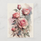 Vintage Rosen Postkarte (Vorderseite)