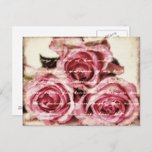 Vintage Rosen Postkarte (Vorne/Hinten)