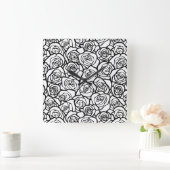 Vintage Rosen Quadratische Wanduhr (Zuhause)