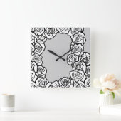 Vintage Rosen Quadratische Wanduhr (Zuhause)