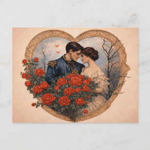 Vintage-Rosen-Romanze-Postkarte Antikes Herz Postkarte