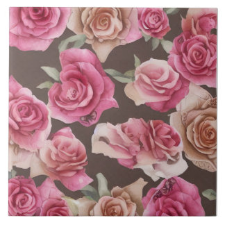 Vintage Rosen, Rot und Weiß Fliese