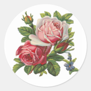 VINTAGE ROSEN RUNDER AUFKLEBER