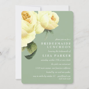 Vintage-Rosen-Sage-Brautjungfern-Lunch-Hochzeit Einladung