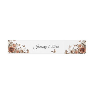 Vintage-Rosen & Schmetterlinge Hochzeit  Einladungsbanderole
