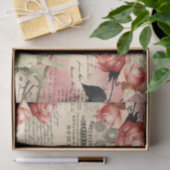 Vintage-Rosen-Script Rosa Hauch Ephemera Seidenpapier (Geschenk)