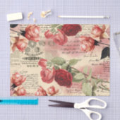 Vintage-Rosen-Script Rosa Hauch Ephemera Seidenpapier (Handwerk)