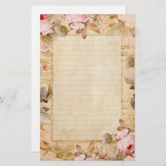 Vintage Rosen stationär Briefpapier (Vorne/Hinten)
