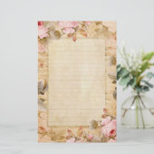 Vintage Rosen stationär Briefpapier (Stehend Vorderseite)