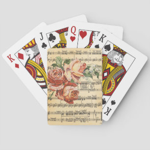 Vintage-Rosen-Trio & Musik Spielkarten