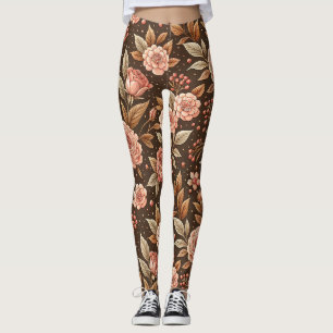Vintage-Rosen- und Beeren-Blumenmuster Leggings