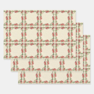 Vintage Rosen und Blume, Viktorianische Hochzeit Geschenkpapier Set